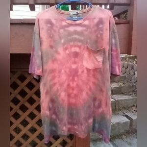 Custom Distressed Tie Dye Shirt With Party Pocket, L